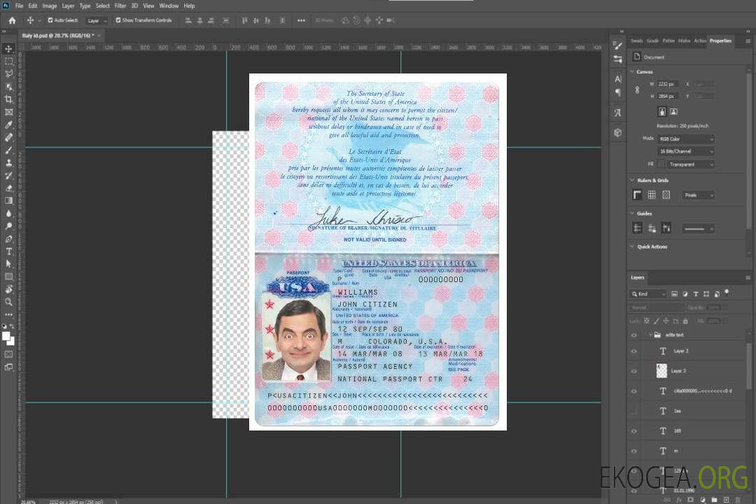 Passeport américain version 2 template